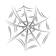 Scary spider web as a symbol of Halloween. Black hand drawn illustration.