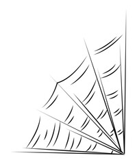 Spider web as a symbol of Halloween. Black hand drawn illustration.