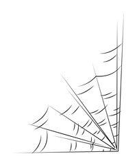 One spider web as a symbol of Halloween. Black hand drawn illustration.