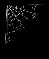 One spider web as a symbol of Halloween. White hand drawn illustration.