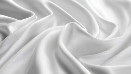 Obraz premium Luxurious white silk fabric background with gentle folds and waves.