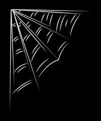 Spider web as a symbol of Halloween. White hand drawn illustration.