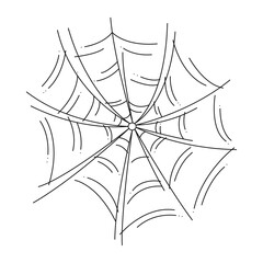 The web as a symbol of Halloween. Black hand drawn illustration.