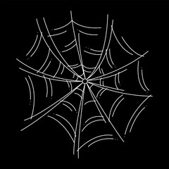 The web as a symbol of Halloween. White hand drawn illustration.