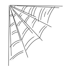 Doodle spider web as a symbol of Halloween. Black hand drawn illustration.