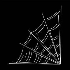 Doodle spider web as a symbol of Halloween. White hand drawn illustration.