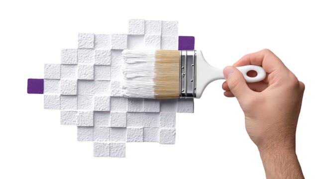 Hand Painting White Cubic Pattern on Black Background