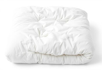 Obraz premium Soft, fluffy white duvet, neatly folded, isolated on pure white background, wrinkle free, cozy