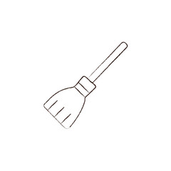 line vector illustration of a witch broom. hand drawn witch broom. halloween broom.