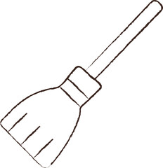 line vector illustration of a witch broom. hand drawn witch broom. halloween broom.