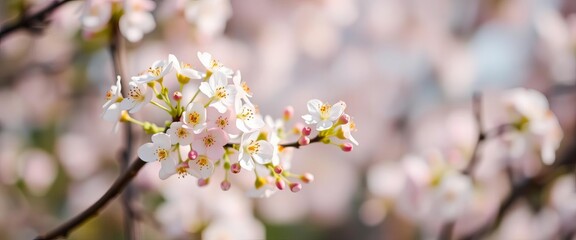Soft-focus spring blossoms, bokeh effect, pastel colors, macro, pretty