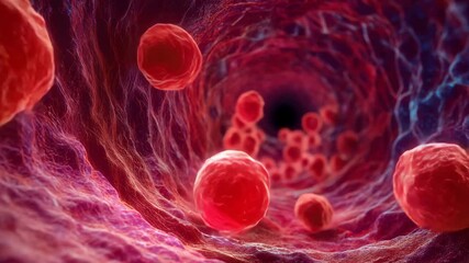 Discover the fascinating journey of red blood cells as they navigate through a human vein. Learn about their vital role in transporting oxygen and nutrients - Powered by Adobe