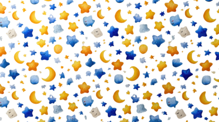Celestial Dreamscape: A whimsical, high-angle view of a captivating watercolor night sky pattern, featuring a myriad of celestial bodies, igniting the imagination.