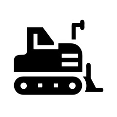 Excavator vector icon for construction and machinery design
