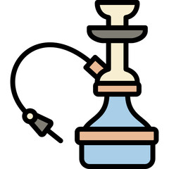 hookah colored line icon