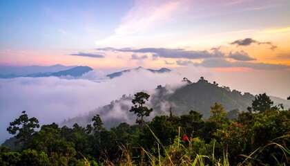 Misty mountain vista at sunrise (1)