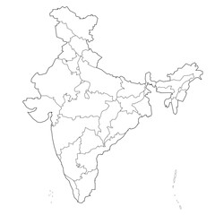 Indian map out line with state boder vector illustration