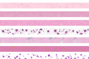 Pink Christmas Washi Tape with Glitter Stars – Holiday PNG