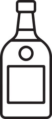 Simple outline icon of a liquor bottle with a blank label and cap