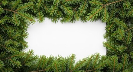 Festive evergreen frame for holiday greetings nature scene digital artwork tranquil atmosphere close-up view seasonal cheer