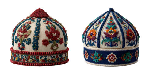 Embroidered Ottoman Hats isolated on transparent background