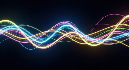 Abstract Swirling Neon Light Trails With Bokeh Effect