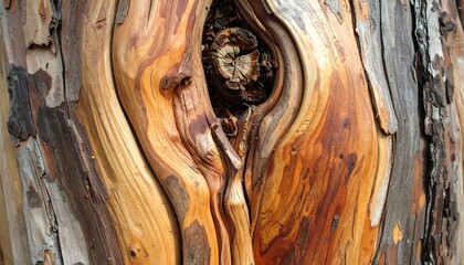 Close-up tree bark texture with swirling patterns