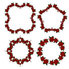 Set of festive Christmas wreaths and holiday decorations. Greeting cards, invitations, posters, planners, clipart.. Cozy and cheerful winter illustrations full of seasonal charm and holiday spirit