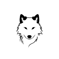 Obraz premium Wolf. Wolf simple black and white line art vector logo