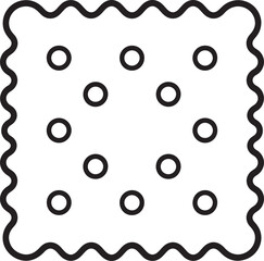 Simple outline illustration of a square cracker with perforations