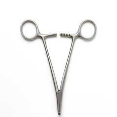 surgical forceps on white background