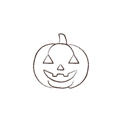 line vector illustration of a carved pumpkin. hand drawn jack-o-lantern. halloween pumpkin.