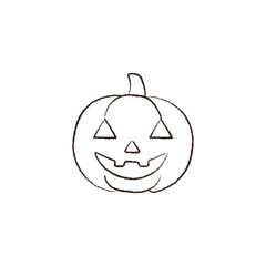 line vector illustration of a carved pumpkin. hand drawn jack-o-lantern. halloween pumpkin.