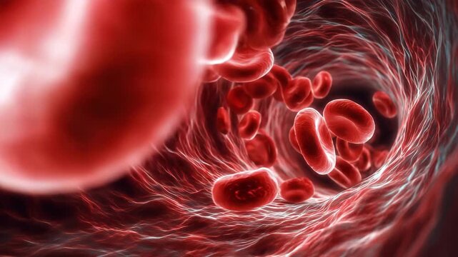 Explore the fascinating movement of red blood cells as they travel through veins and arteries, delivering oxygen to various organs and tissues in the human body