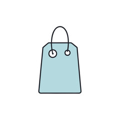 Simple light blue shopping bag icon with black outline isolated on white background