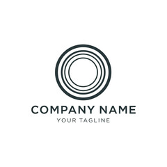 Abstract logo design with concentric circles.