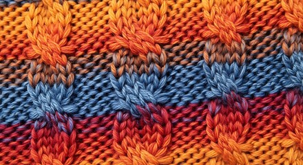 Striped Knit Texture in Vibrant Autumn Hues.