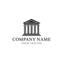 A classic architectural logo featuring a Greek temple or courthouse, suitable for law, finance, or government.
