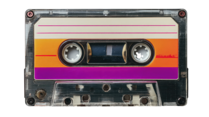 Audio Cassette Tape Retro Music Recording Isolated on White Background
