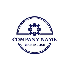 Fototapeta premium A professional logo template featuring a central gear within a circular frame, with placeholder text for company name and tagline.