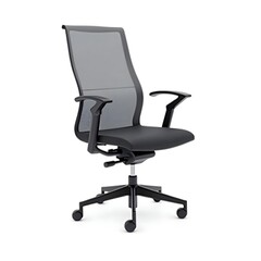 "Modern Ergonomic Office Chair with Mesh Backrest on White Background"