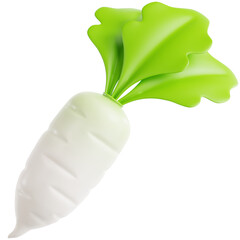 High quality illustration of White Radish in an agricultural, symbolizing farming, sustainability, and the importance of food production.