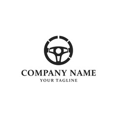 Obraz premium A modern, minimalist black logo design featuring a stylized steering wheel for an automotive business.
