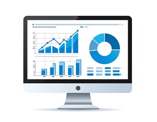 Computer monitor with business graphs