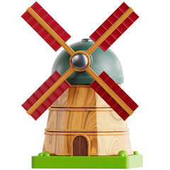 High quality illustration of Windmill in an agricultural, symbolizing farming, sustainability, and the importance of food production.