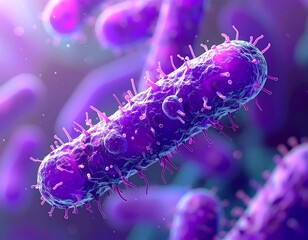 Close-up view of a vibrant purple bacteria