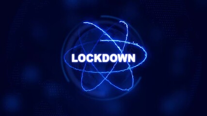 Futuristic lockdown hologram concept. Glowing holographic planet earth digital network with collaboration, innovation and corporate leadership. Business, technology and global connection background. - Powered by Adobe