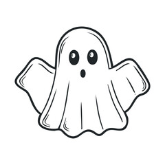 Obraz premium Simple drawing of a cute ghost with a surprised face.