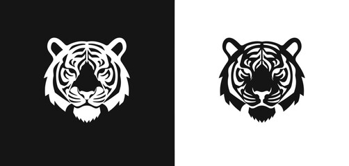 Striking wild feline design featuring a tiger head vector illustration for a tribal tattoo logo