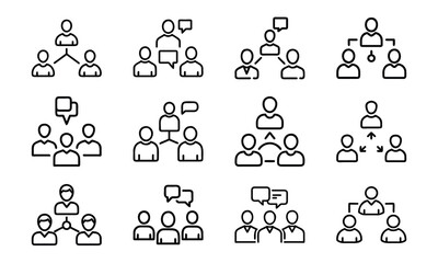 Business Line Icons Collection – Finance, Communication, Analytics, Growth, Partnership, Planning, Certification, Money Investment, and Office Management Vector Set